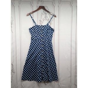 NWOT Berrydress Brand Womens SZ S Blue PolkaDot Sun Dress Button Down PinUp Look